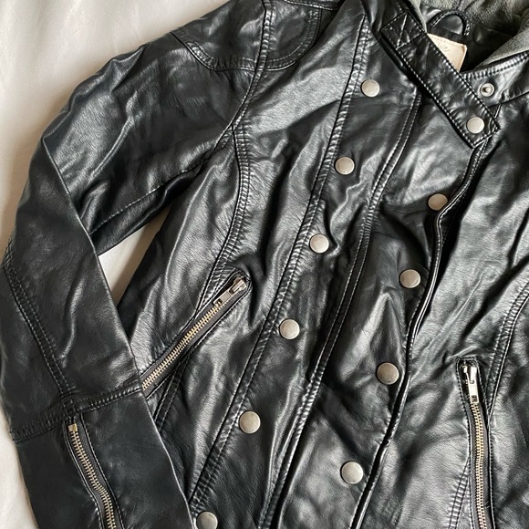 Free People Vegan Leather Hooded Moto Jacket - Picture 5 of 11